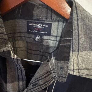 American Eagle Outfitters Black and Gray Checkered Shirt